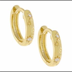 NWOT Celestial Stars Gold Tone Tiny Huggie Hoop Earrings